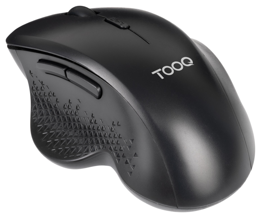 TooQ Ratón Inalámbrico Ergonómico 1600 DPI, 6 botones, Negro