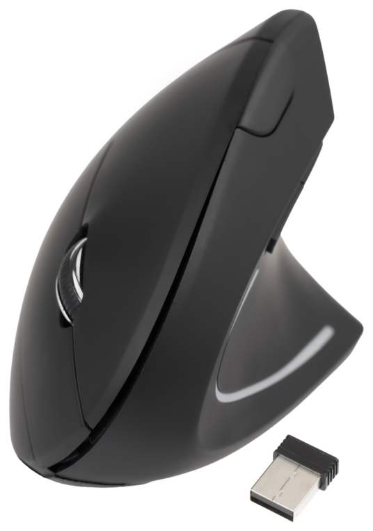 TooQ Ratón Inalámbrico Ergonómico Vertical 3200 DPI, 6 botones, Negro