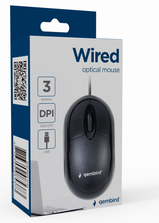 Gembird MUS-U-01 ratón Ambidextro USB tipo A Óptico 1000 DPI