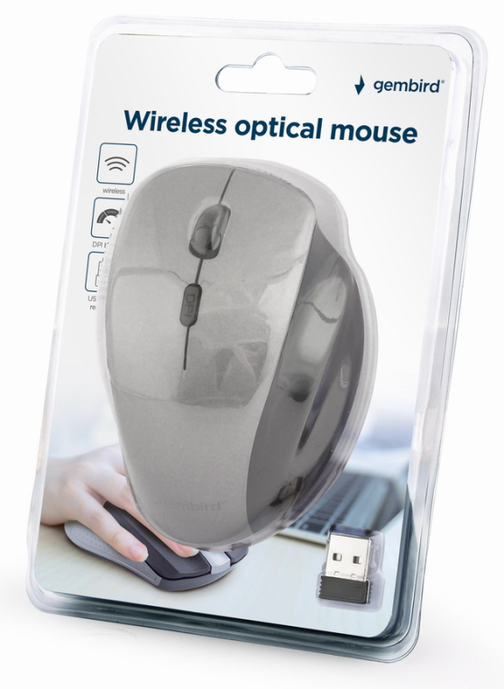 Gembird MUSW-6B-02-BG ratón Oficina mano derecha RF inalámbrico Óptico 1600 DPI