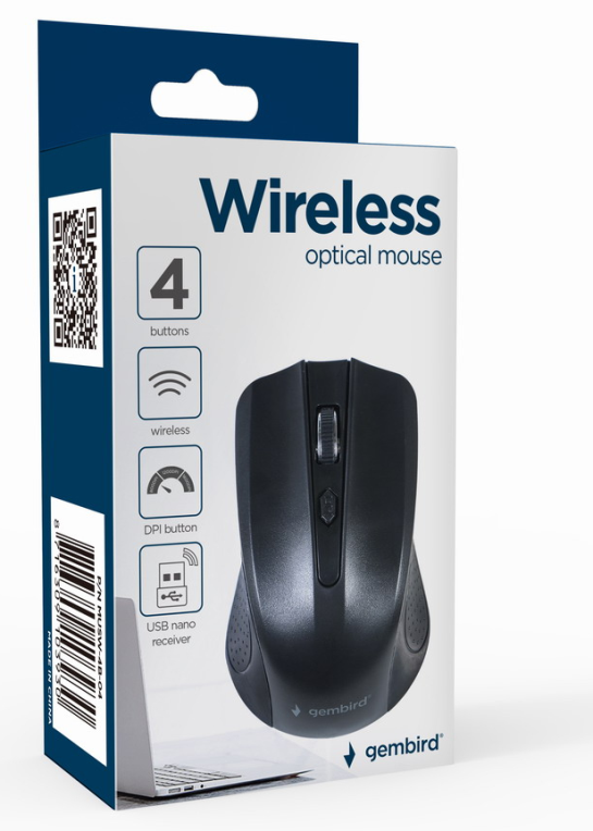 Gembird MUSW-4B-04 ratón Oficina Ambidextro RF inalámbrico Óptico 1600 DPI