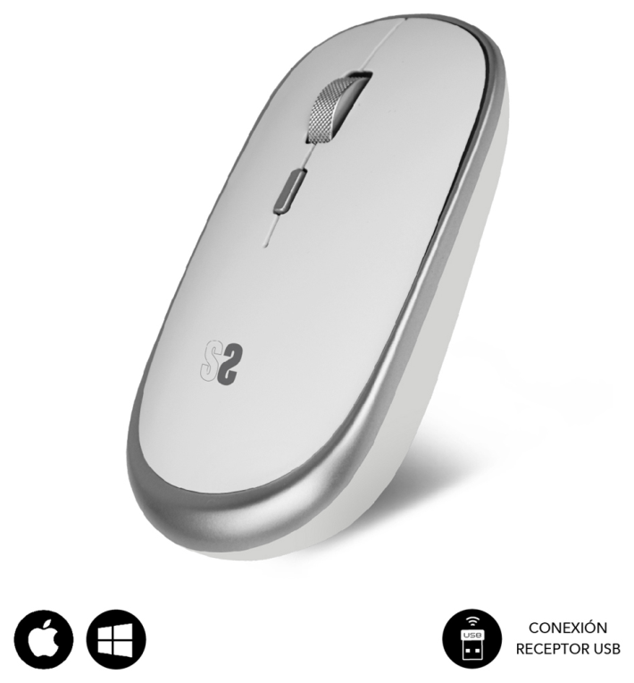 SUBBLIM Ratón Inalámbrico Mini Wireless Mini Mouse Silver