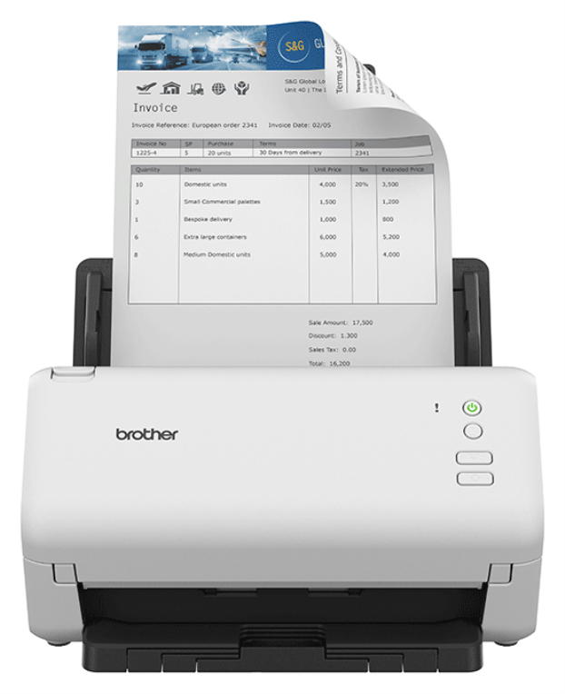 Brother ADS-4100 escaner Escáner con alimentador automático de documentos (ADF) 600 x 600 DPI A4 Negro, Blanco