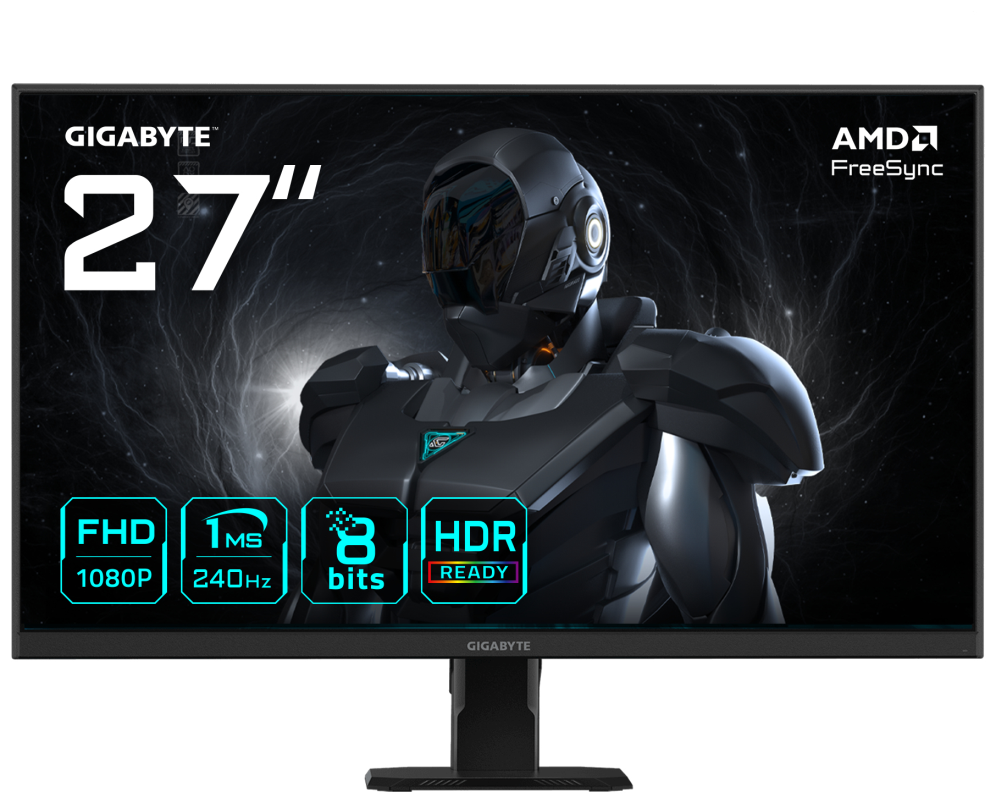 GIGABYTE GS27F2 27" Monitor de Juego FHD - 1920 x 1080, 240Hz, 1ms, 300 cd/m², FreeSync, HDR Ready, HDMI 2.0, Displayport 1.4