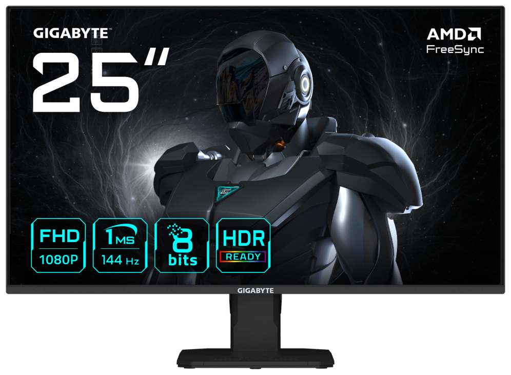 GIGABYTE GS25F14 Monitor Gaming FHD de 25” - 1920 x 1080, 144Hz, 1ms, 300 cd/m², Display HDR 10, HDMI 2.0, DisplayPort 1.2