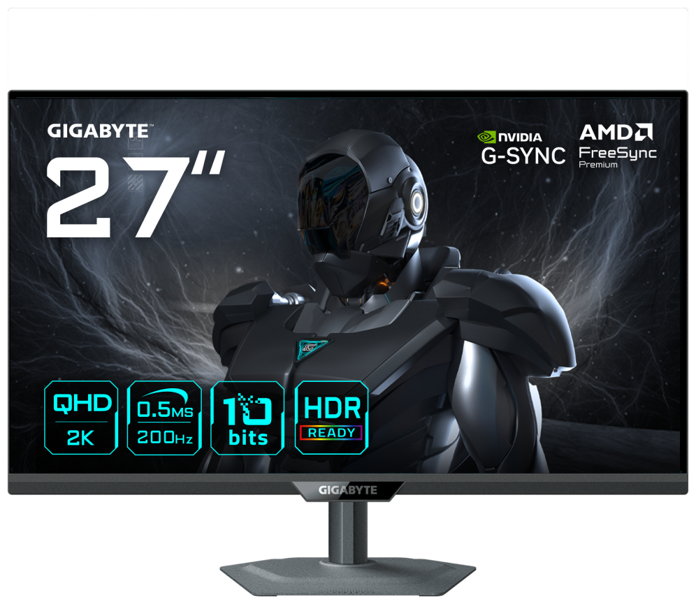 GIGABYTE G27Q20 Monitor Gaming 27” QHD - 2560 x 1440, 200Hz, 0.5ms, Compatible con G-Sync, FreeSync Premium, HDR10, HDMI 2.0, DisplayPort 1.4