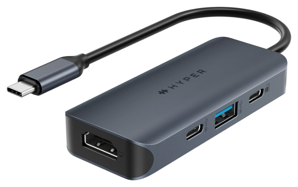 HYPER HD4001GL hub de interfaz USB 3.2 Gen 1 (3.1 Gen 1) Type-C 10000 Mbit/s Azul, Gris