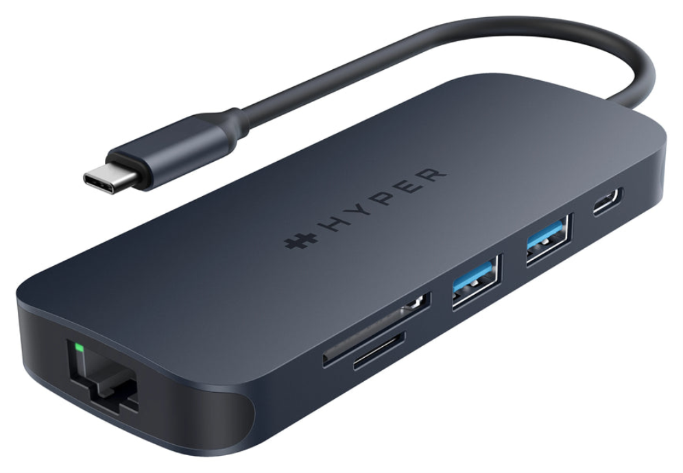 HYPER HD4004GL hub de interfaz USB 3.2 Gen 1 (3.1 Gen 1) Type-C 10000 Mbit/s Azul, Gris