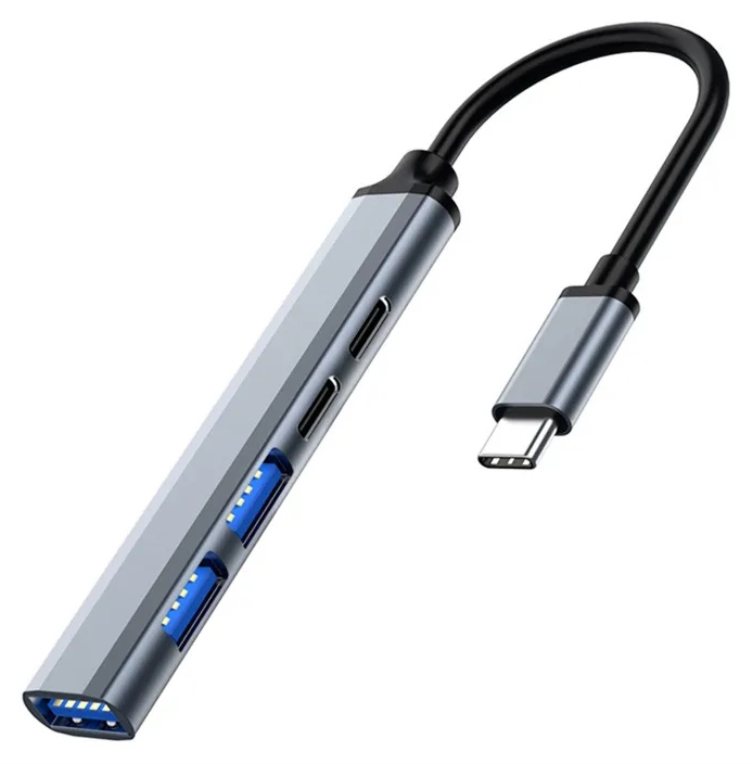 Ewent EW1149 hub de interfaz USB 3.2 Gen 1 (3.1 Gen 1) Type-C 5000 Mbit/s Gris, Plata