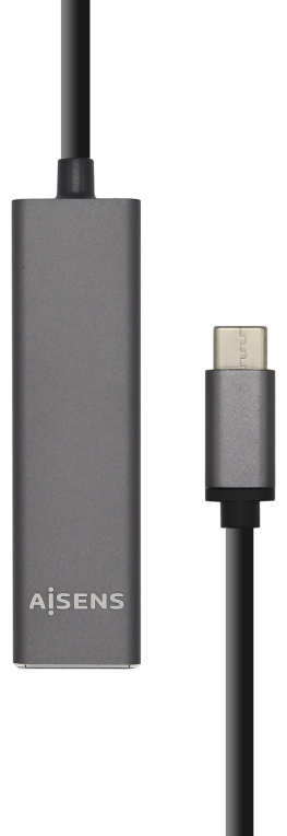 AISENS Hub USB 3.1 USB-C, USB-C/M - 4 x Tipo A/H, Gris, 15 cm