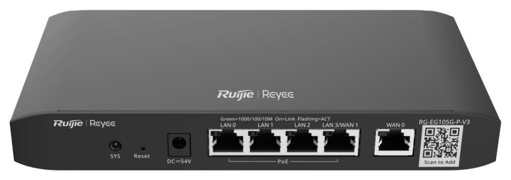 Ruijie Networks RG-EG105G-P-V3 router Gigabit Ethernet Negro