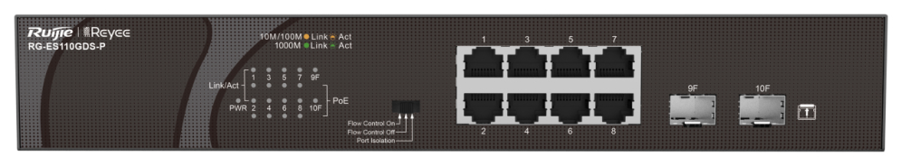 Ruijie Networks RG-ES110GDS-P switch No administrado Gigabit Ethernet (10/100/1000) Energía sobre Ethernet (PoE) Negro