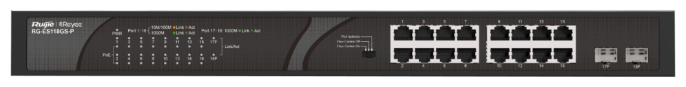 Ruijie Networks RG-ES118GS-P switch No administrado Gigabit Ethernet (10/100/1000) Energía sobre Ethernet (PoE) Negro