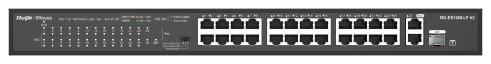 Ruijie Networks RG-ES126S-LP V2 switch No administrado Fast Ethernet (10/100) Energía sobre Ethernet (PoE) Negro