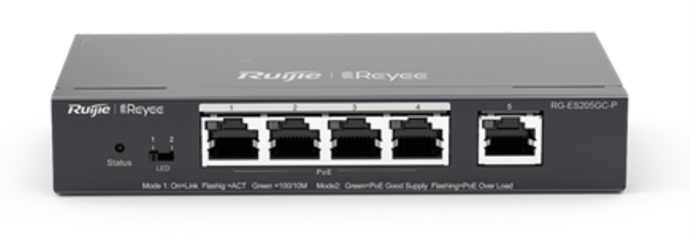 Ruijie Networks RG-ES205GC-P switch Gestionado L2 Gigabit Ethernet (10/100/1000) Energía sobre Ethernet (PoE)