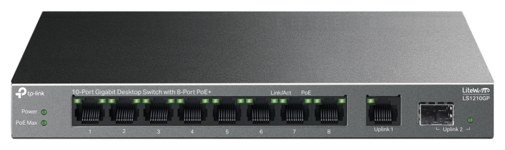 TP-Link LiteWave LS1210GP switch No administrado Gigabit Ethernet (10/100/1000) Energía sobre Ethernet (PoE) Negro