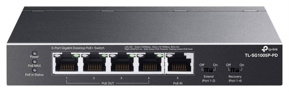 TP-Link TL-SG1005P-PD switch Gigabit Ethernet (10/100/1000) Energía sobre Ethernet (PoE) Negro