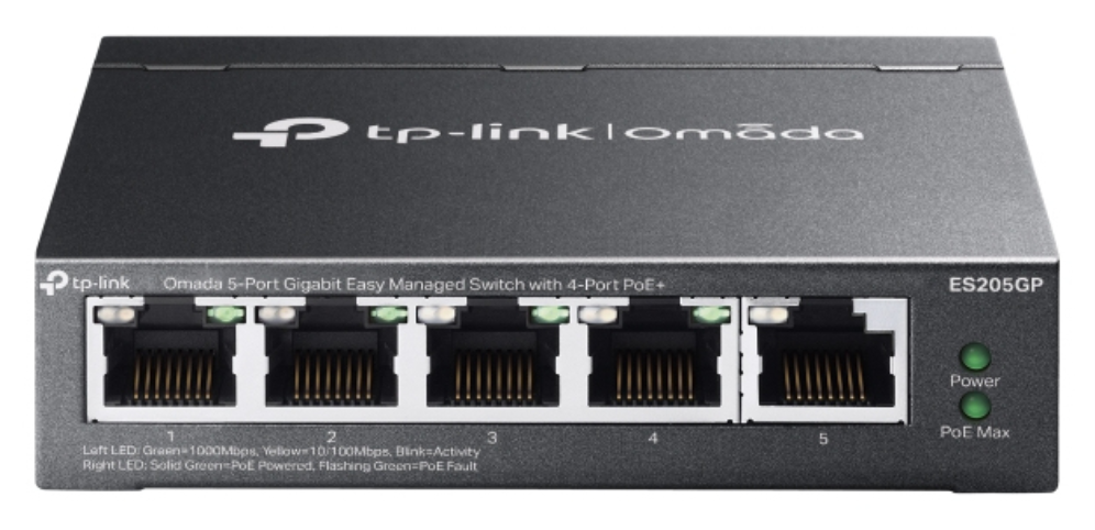 TP-Link Omada ES205GP switch Gestionado Gigabit Ethernet (10/100/1000) Energía sobre Ethernet (PoE) Negro