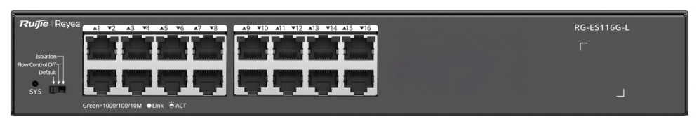 Ruijie Networks RG-ES116G-L switch No administrado L2 Gigabit Ethernet (10/100/1000) Negro