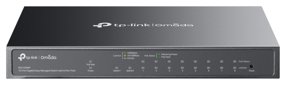 TP-Link Omada ES210GMP switch Gestionado Gigabit Ethernet (10/100/1000) Energía sobre Ethernet (PoE) Negro