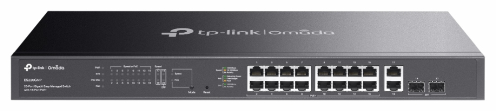 TP-Link Omada ES220GMP switch Gestionado L2 Gigabit Ethernet (10/100/1000) Energía sobre Ethernet (PoE) Negro