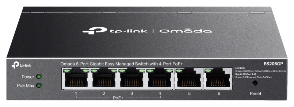 TP-Link Omada ES206GP switch Gestionado Gigabit Ethernet (10/100/1000) Energía sobre Ethernet (PoE) Negro