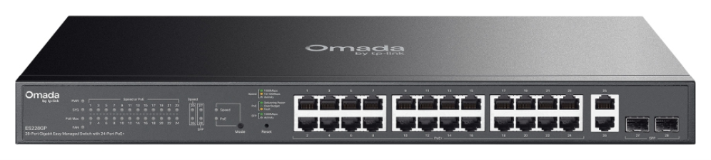 TP-Link ES228GP switch Gestionado L2 Gigabit Ethernet (10/100/1000) Energía sobre Ethernet (PoE) Negro