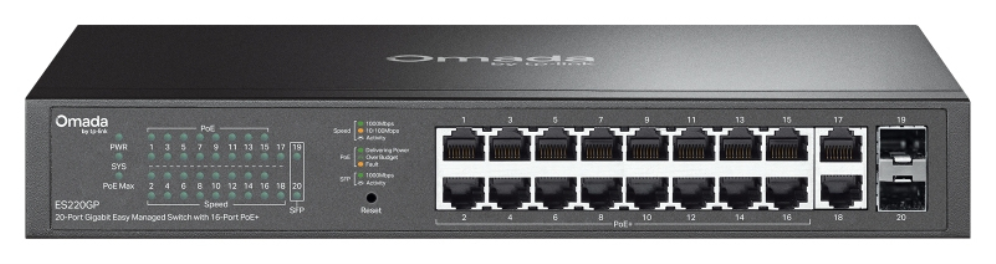 OMADA ES220GP switch Gestionado Gigabit Ethernet (10/100/1000) Energía sobre Ethernet (PoE) Negro
