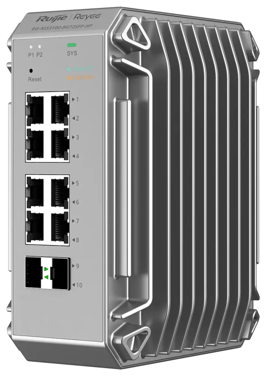 Ruijie Networks RG-NIS3100-8GT2SFP-HP switch Gestionado L2 Gigabit Ethernet (10/100/1000) Energía sobre Ethernet (PoE) Gris