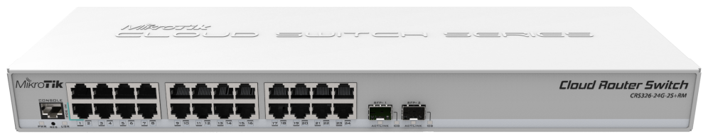 Mikrotik CRS326-24G-2S+RM switch Gestionado L2 Gigabit Ethernet (10/100/1000) Gris