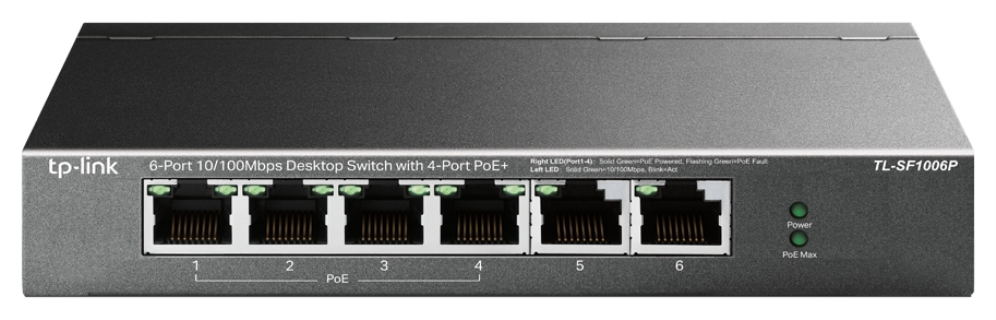 TP-Link TL-SF1006P switch No administrado Fast Ethernet (10/100) Energía sobre Ethernet (PoE) Negro