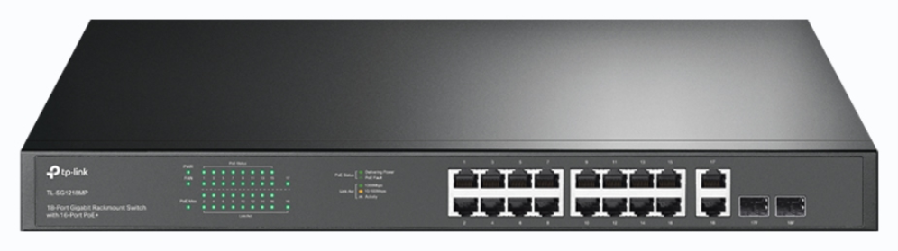 TP-Link TL-SG1218MP switch No administrado Gigabit Ethernet (10/100/1000) Energía sobre Ethernet (PoE) 1U Negro