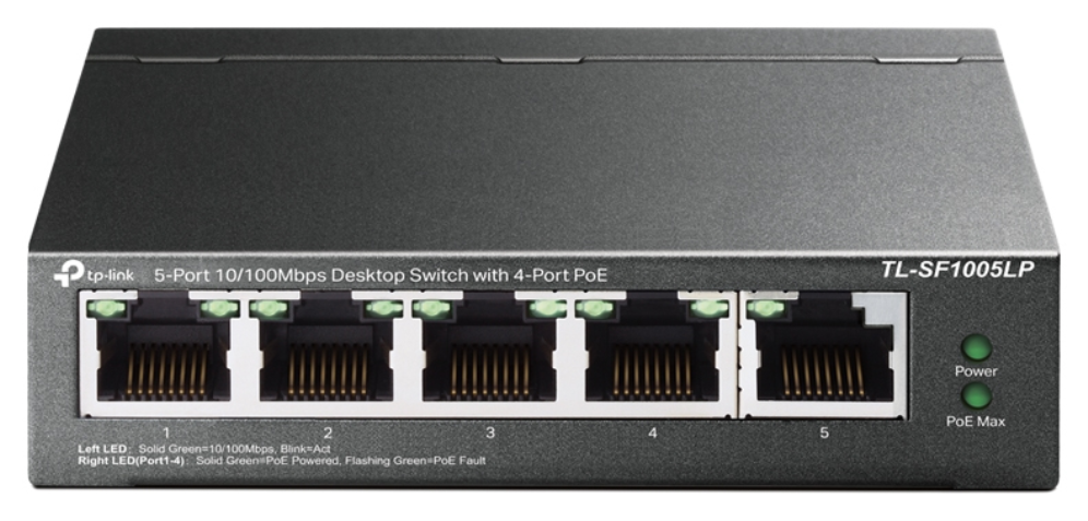 TP-Link TL-SF1005LP switch No administrado Fast Ethernet (10/100) Energía sobre Ethernet (PoE) Negro
