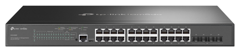 TP-Link Omada SG3428MP switch Gestionado L2+ Gigabit Ethernet (10/100/1000) Energía sobre Ethernet (PoE) 1U Negro