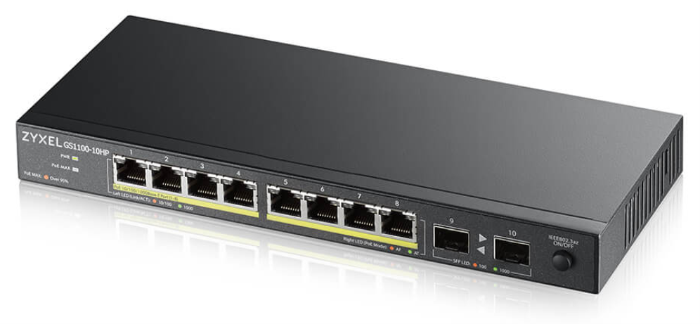 Zyxel GS1100-10HP v2 No administrado Gigabit Ethernet (10/100/1000) Energía sobre Ethernet (PoE) Negro