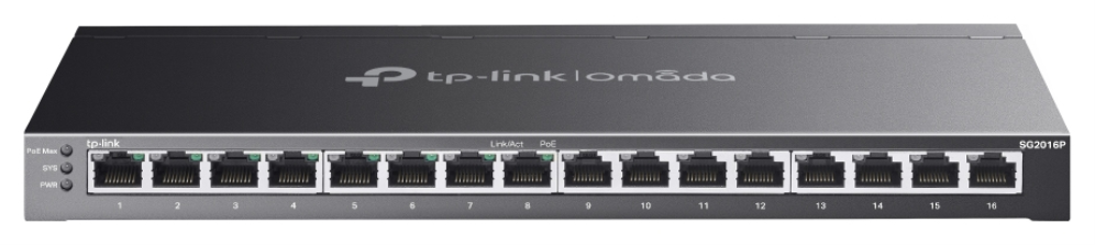 TP-Link Omada SG2016P switch Gestionado L2/L2+ Gigabit Ethernet (10/100/1000) Energía sobre Ethernet (PoE) Negro