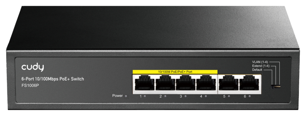 Cudy FS1006P switch No administrado Fast Ethernet (10/100) Energía sobre Ethernet (PoE) Negro