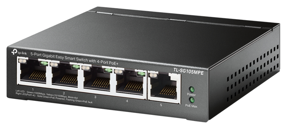 TP-Link TL-SG105MPE switch L2 Gigabit Ethernet (10/100/1000) Energía sobre Ethernet (PoE) Negro
