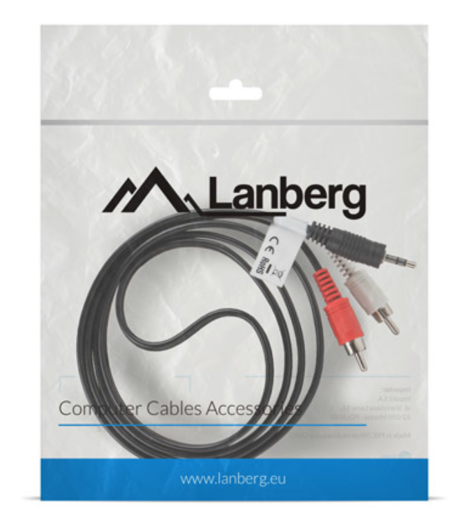 Lanberg CA-MJRC-10CC-0015-BK cable de audio 1,5 m 3,5mm 2 x RCA Negro
