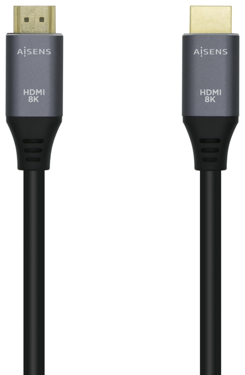 AISENS Cable HDMI V2.1 Ultra Alta Velocidad / HEC 8k@60Hz 48Gbps, A/M-A/M, Gris/Negro, 0.5m