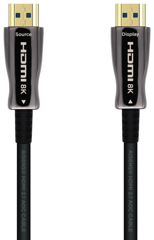 AISENS Cable HDMI V2.1 AOC Ultra Alta Velocidad / HEC 8k@60Hz 4k@120Hz 4:4:4 48Gbps, A/M-A/M, Negro, 30m