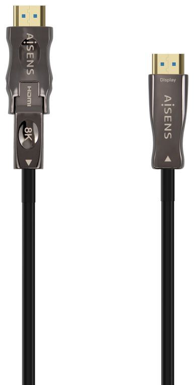 AISENS Cable Hdmi V2.1 AOC Desmontable Ultra Alta Velocidad / Hec 8K@60Hz 4K@120Hz 4:4:4 48Gbps, A/M-D/A/M, Negro, 15M