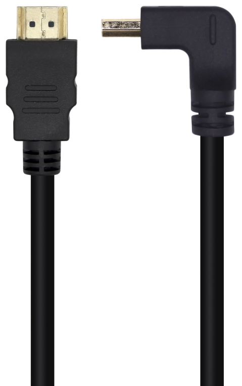 AISENS Cable HDMI V2.0 Acodado Premium Alta Velocidad / HEC 4K@60Hz 18Gbps, A/M-A/M, Negro, 1.0m