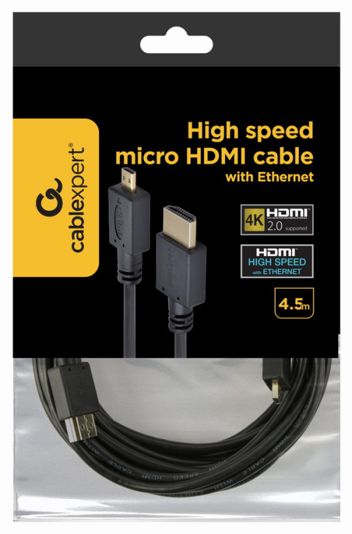 Gembird 4.5m HDMI-M/micro HDMI-M cable HDMI 4,5 m HDMI tipo A (Estándar) HDMI tipo D (Micro) Negro