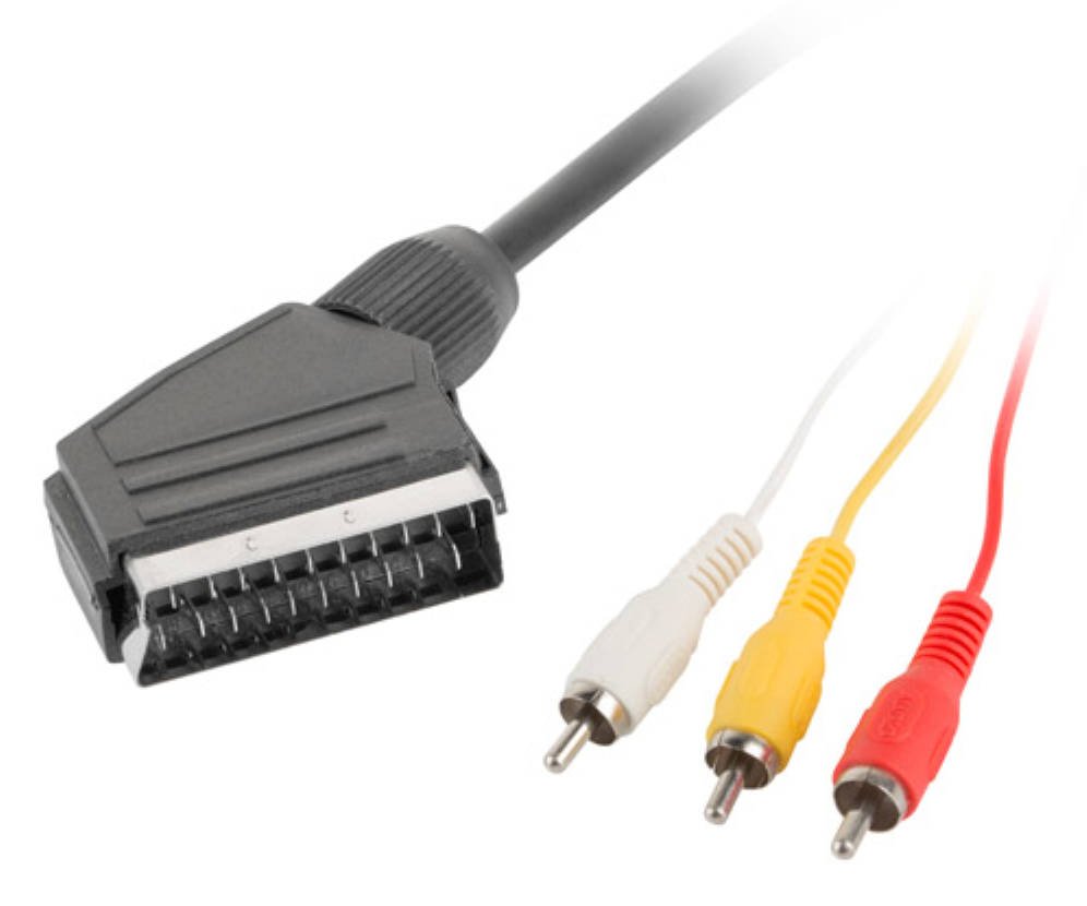 Lanberg CA-EURC-10CC-0018-BK cable EUROCONECTOR 1,8 m SCART (21-pin) 3 x RCA Negro