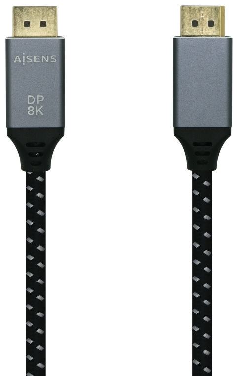 AISENS Cable Displayport V1.4 8k@60hz, DP/M-DP/M, Gris/Negro, 0.5m