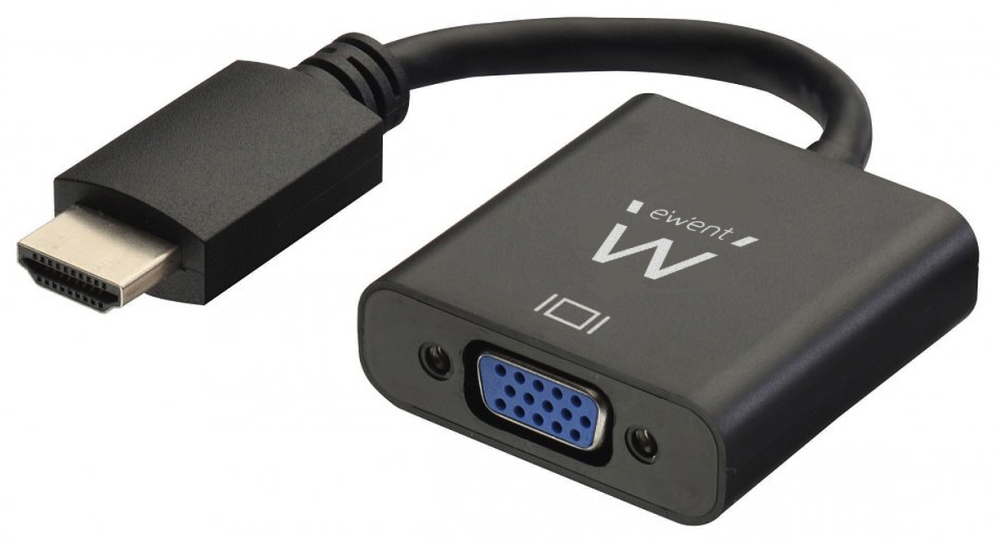 Ewent EW9864 adaptador de cable de vídeo 0,2 m HDMI VGA, 3.5mm Negro
