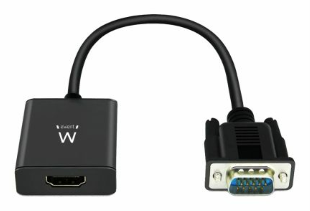 Ewent EW9866 adaptador de cable de vídeo 0,202 m VGA (D-Sub) HDMI + 3.5mm Negro