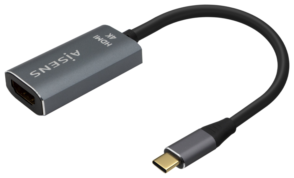 AISENS Conversor Aluminio USB-C a HDMI 4K@60Hz, USB-C/M-HDMI/H, Gris, 15cm