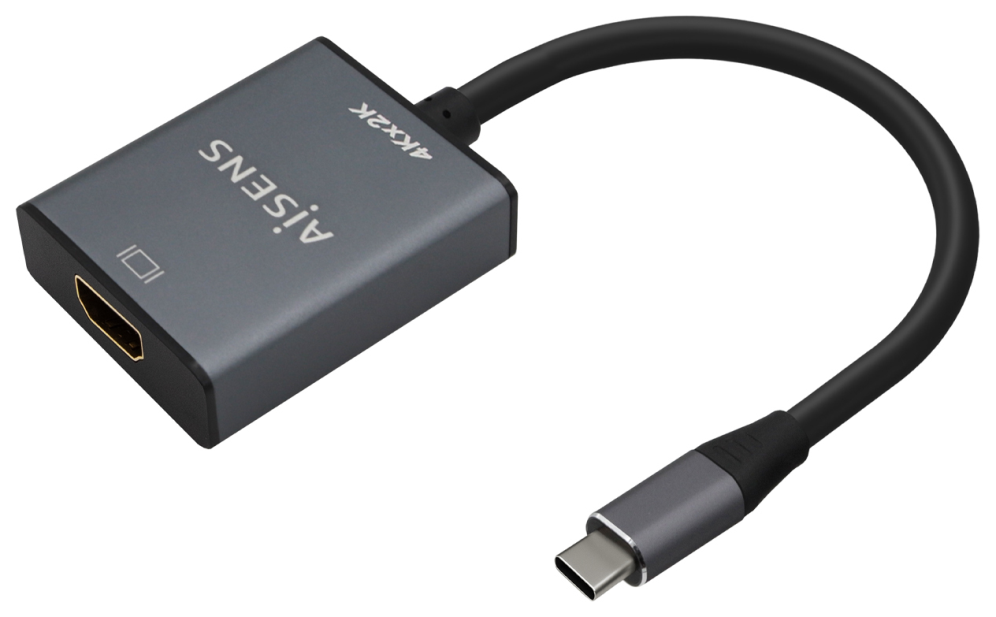 AISENS Conversor Aluminio USB-C A HDMI 4K@30Hz, USB-C/M-HDMI/H, Gris, 15cm